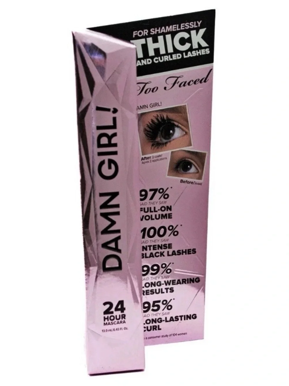 Too Faced Damn Girl! 24 Hour Thick Volume Mascara Makeup 0.43oz - Black - NIB